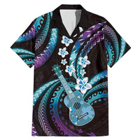 Hawaiian Ukulele Family Matching Mermaid Dress and Hawaiian Shirt Amethyst Gradient Fantastic Plumeria LT01 Dad's Shirt - Short Sleeve Purple - Polynesian Pride