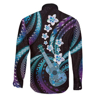 Hawaiian Ukulele Family Matching Short Sleeve Bodycon Dress and Hawaiian Shirt Amethyst Gradient Fantastic Plumeria LT01 - Polynesian Pride