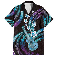 Hawaiian Ukulele Family Matching Summer Maxi Dress and Hawaiian Shirt Amethyst Gradient Fantastic Plumeria LT01 Dad's Shirt - Short Sleeve Purple - Polynesian Pride