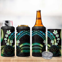 Hawaii Map Kanaka Maoli 4 in 1 Can Cooler Tumbler Fantastic Frangipani Chartreuse Cyan LT01 - Polynesian Pride