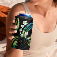 Hawaii Map Kanaka Maoli 4 in 1 Can Cooler Tumbler Fantastic Frangipani Chartreuse Cyan LT01 - Polynesian Pride