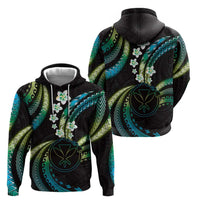 Hawaii Map Kanaka Maoli Hoodie Fantastic Frangipani Chartreuse Cyan