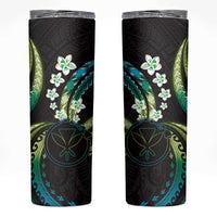 Hawaii Map Kanaka Maoli Skinny Tumbler Fantastic Frangipani Chartreuse Cyan LT01 Cyan - Polynesian Pride