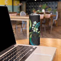 Hawaii Map Kanaka Maoli Skinny Tumbler Fantastic Frangipani Chartreuse Cyan LT01 - Polynesian Pride
