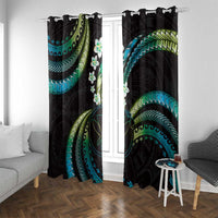 Hawaii Map Kanaka Maoli Window Curtain Fantastic Frangipani Chartreuse Cyan