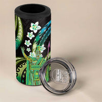 Hawaii King Kamehameha 4 in 1 Can Cooler Tumbler Fantastic Plumeria Chartreuse Cyan LT01 - Polynesian Pride