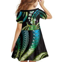 Hawaii King Kamehameha Family Matching Off Shoulder Short Dress and Hawaiian Shirt Fantastic Plumeria Chartreuse Cyan LT01 - Polynesian Pride