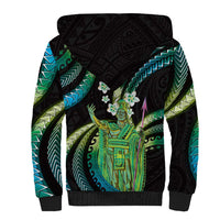 Hawaii King Kamehameha Sherpa Hoodie Fantastic Plumeria Chartreuse Cyan LT01 - Polynesian Pride