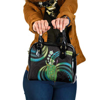 Hawaii King Kamehameha Shoulder Handbag Fantastic Plumeria Chartreuse Cyan