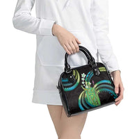 Hawaii King Kamehameha Shoulder Handbag Fantastic Plumeria Chartreuse Cyan