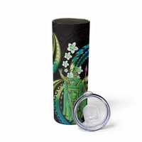 Hawaii King Kamehameha Skinny Tumbler Fantastic Plumeria Chartreuse Cyan LT01 - Polynesian Pride
