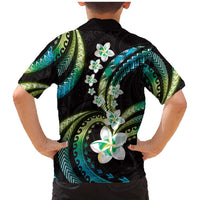 Hawaii Plumeria Family Matching Mermaid Dress and Hawaiian Shirt Chartreuse Cyan Polynesian Pattern LT01 - Polynesian Pride