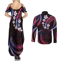 Hawaii Map Kanaka Maoli Couples Matching Summer Maxi Dress and Long Sleeve Button Shirt Fantastic Frangipani Sweet Dream LT01 - Polynesian Pride