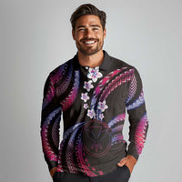 Hawaii Map Kanaka Maoli Long Sleeve Polo Shirt Fantastic Frangipani Sweet Dream LT01 - Polynesian Pride