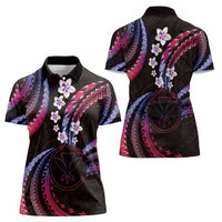 Hawaii Map Kanaka Maoli Women Polo Shirt Fantastic Frangipani Sweet Dream LT01 - Polynesian Pride