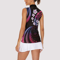 Hawaii Map Kanaka Maoli Women Sleeveless Polo Shirt Fantastic Frangipani Sweet Dream LT01 - Polynesian Pride
