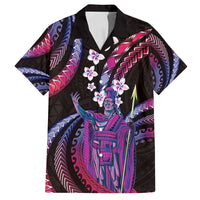 Hawaii King Kamehameha Family Matching Off Shoulder Maxi Dress and Hawaiian Shirt Fantastic Plumeria Sweet Vibes LT01 Dad's Shirt - Short Sleeve Pink - Polynesian Pride