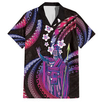 Hawaii King Kamehameha Family Matching Puletasi and Hawaiian Shirt Fantastic Plumeria Sweet Vibes LT01 Dad's Shirt - Short Sleeve Pink - Polynesian Pride