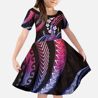 Hawaii King Kamehameha Kid Short Sleeve Dress Fantastic Plumeria Sweet Vibes LT01 KID Pink - Polynesian Pride