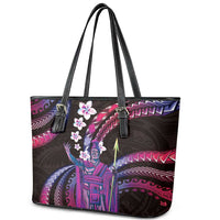 Hawaii King Kamehameha Leather Tote Bag Fantastic Plumeria Sweet Vibes LT01 - Polynesian Pride