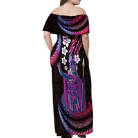 Hawaii King Kamehameha Off Shoulder Maxi Dress Fantastic Plumeria Sweet Vibes LT01 - Polynesian Pride