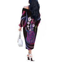 Hawaii King Kamehameha Off The Shoulder Long Sleeve Dress Fantastic Plumeria Sweet Vibes LT01 - Polynesian Pride