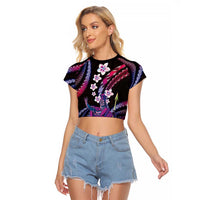 Hawaii King Kamehameha Raglan Cropped T Shirt Fantastic Plumeria Sweet Vibes LT01 Female Pink - Polynesian Pride