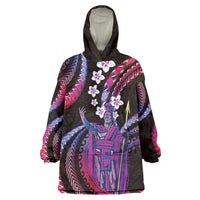 Hawaii King Kamehameha Wearable Blanket Hoodie Fantastic Plumeria Sweet Vibes LT01 One Size Pink - Polynesian Pride