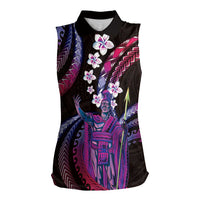 Hawaii King Kamehameha Women Sleeveless Polo Shirt Fantastic Plumeria Sweet Vibes LT01 Female Pink - Polynesian Pride