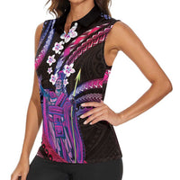 Hawaii King Kamehameha Women Sleeveless Polo Shirt Fantastic Plumeria Sweet Vibes LT01 - Polynesian Pride