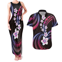 Hawaii Plumeria Couples Matching Tank Maxi Dress and Hawaiian Shirt Sweet Gradient Polynesian Pattern