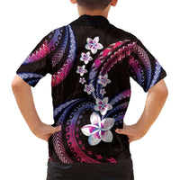 Hawaii Plumeria Family Matching Off Shoulder Maxi Dress and Hawaiian Shirt Sweet Gradient Polynesian Pattern