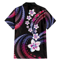 Hawaii Plumeria Family Matching Off Shoulder Short Dress and Hawaiian Shirt Sweet Gradient Polynesian Pattern