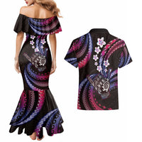 Hawaii Shaka Sign Couples Matching Mermaid Dress and Hawaiian Shirt Fantastic Frangipani Sweet Vibes LT01 - Polynesian Pride