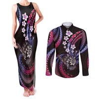 Hawaii Shaka Sign Couples Matching Tank Maxi Dress and Long Sleeve Button Shirt Fantastic Frangipani Sweet Vibes