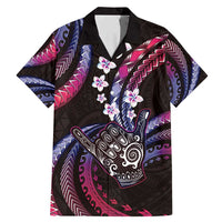 Hawaii Shaka Sign Family Matching Mermaid Dress and Hawaiian Shirt Fantastic Frangipani Sweet Vibes LT01 Dad's Shirt - Short Sleeve Pink - Polynesian Pride