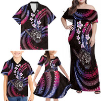 Hawaii Shaka Sign Family Matching Off Shoulder Maxi Dress and Hawaiian Shirt Fantastic Frangipani Sweet Vibes LT01 - Polynesian Pride