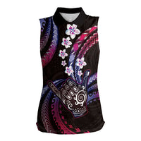 Hawaii Shaka Sign Women Sleeveless Polo Shirt Fantastic Frangipani Sweet Vibes LT01 Female Pink - Polynesian Pride