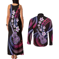 Hawaiian Ukulele Couples Matching Tank Maxi Dress and Long Sleeve Button Shirt Sweet Dream Fantastic Plumeria LT01 - Polynesian Pride