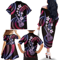 Hawaiian Ukulele Family Matching Off The Shoulder Long Sleeve Dress and Hawaiian Shirt Sweet Dream Fantastic Plumeria LT01 - Polynesian Pride