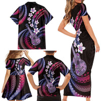 Hawaiian Ukulele Family Matching Short Sleeve Bodycon Dress and Hawaiian Shirt Sweet Dream Fantastic Plumeria LT01 - Polynesian Pride
