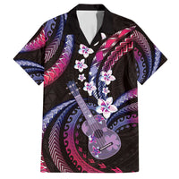 Hawaiian Ukulele Family Matching Summer Maxi Dress and Hawaiian Shirt Sweet Dream Fantastic Plumeria LT01 Dad's Shirt - Short Sleeve Pink - Polynesian Pride