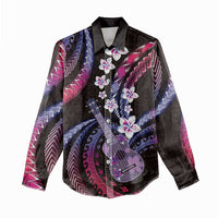 Hawaiian Ukulele Women Casual Shirt Sweet Dream Fantastic Plumeria LT01 - Polynesian Pride
