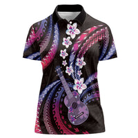 Hawaiian Ukulele Women Polo Shirt Sweet Dream Fantastic Plumeria LT01 Female Pink - Polynesian Pride