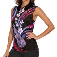 Hawaiian Ukulele Women Sleeveless Polo Shirt Sweet Dream Fantastic Plumeria LT01 - Polynesian Pride