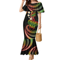 Hawaii Turtles Plumeria Family Matching Mermaid Dress and Hawaiian Shirt Reggae Polynesian Pattern LT01 Mom's Dress Reggae - Polynesian Pride