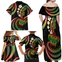 Hawaii Turtles Plumeria Family Matching Off Shoulder Maxi Dress and Hawaiian Shirt Reggae Polynesian Pattern LT01 - Polynesian Pride