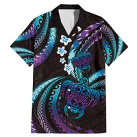 Hawaii Turtles Plumeria Family Matching Mermaid Dress and Hawaiian Shirt Amethyst Gradient Polynesian Pattern LT01 Dad's Shirt - Short Sleeve Purple - Polynesian Pride