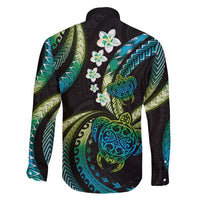 Hawaii Turtles Plumeria Family Matching Mermaid Dress and Hawaiian Shirt Chartreuse Cyan Polynesian Pattern LT01 - Polynesian Pride