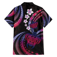 Hawaii Turtles Plumeria Family Matching Long Sleeve Bodycon Dress and Hawaiian Shirt Sweet Gradient Polynesian Pattern